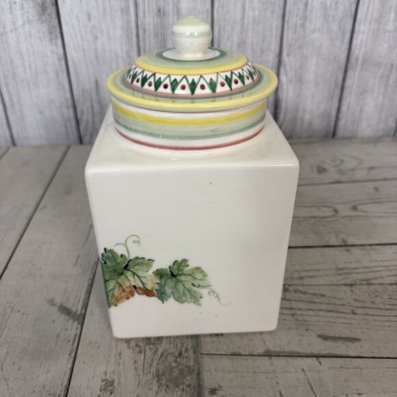 A. Andreucci Olives and Grapes Montalcino Tuscan Italian Ceramic Canister W/ Lid - Picture 4 of 9